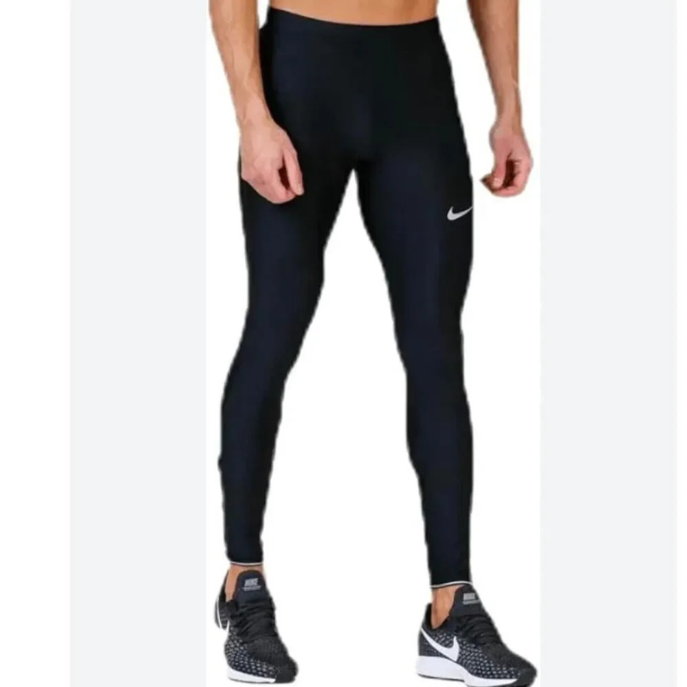 NIKE | Leggings Solid‎ Black Elastic Waist Sweatpants Athletic Logo | Medium